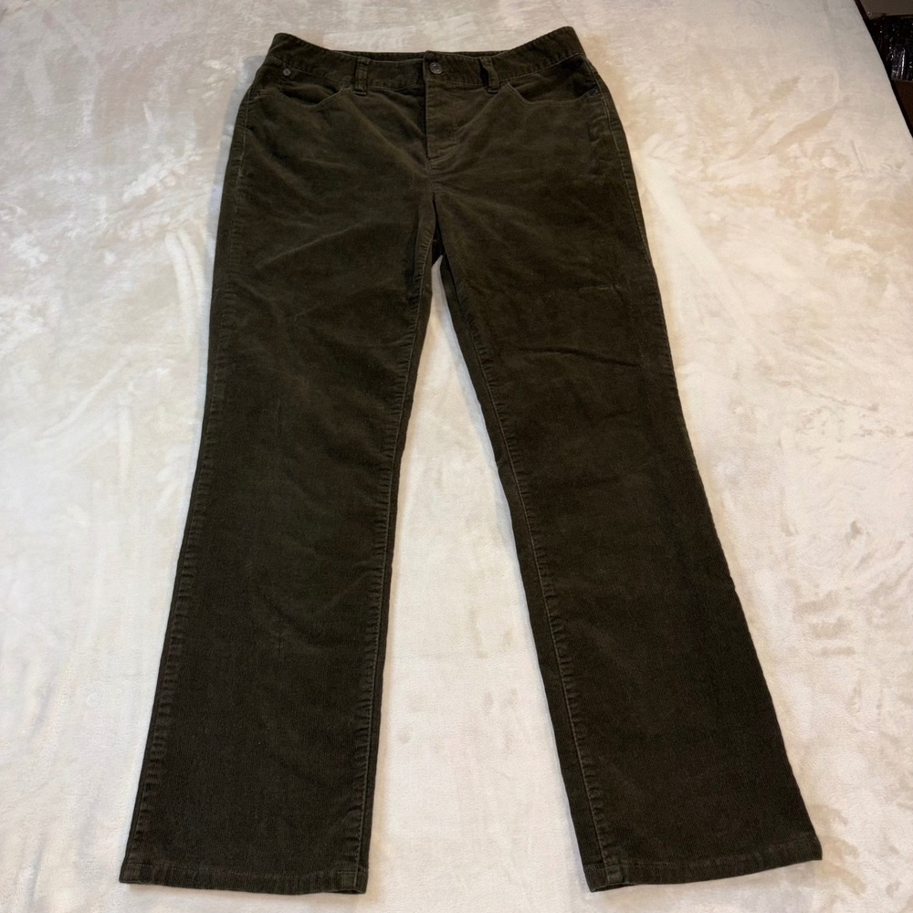 Talbots Heritage Corduroy Pants Womens 8 Olive Straight Leg Cotton